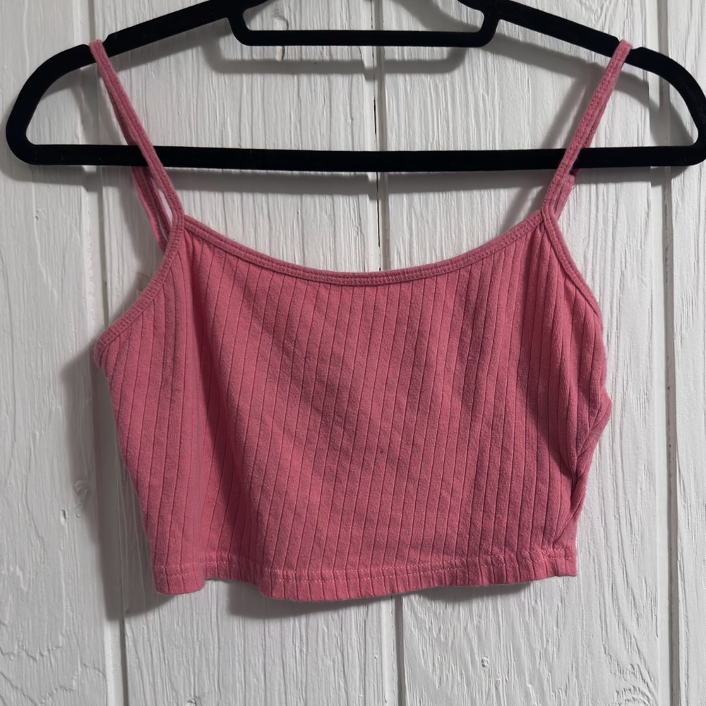 Pink Ribbed Cropped Top